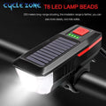 Rechargeable Bike Headlight with Horn — Solar & USB MTB Road Cycling Light Set