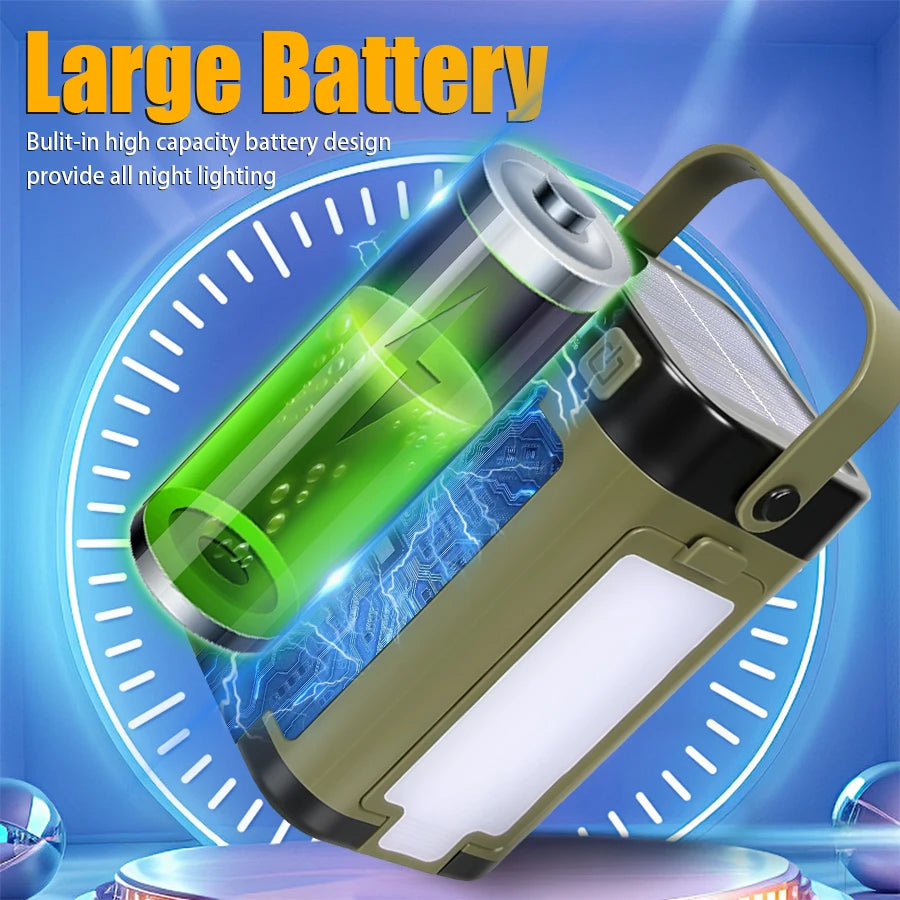 4-Leaf Solar Camping Lantern — Foldable Rechargeable Warm Tent Light & Emergency Torch