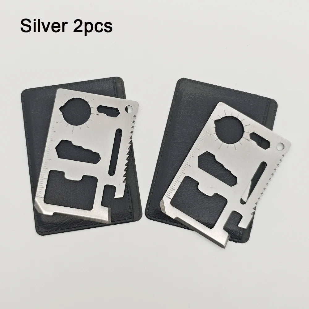 Stainless Steel EDC Pocket Tool 11 in 1 Credit Card Portable Multi Function Survival Tool For Outdoor Camping Hunting Traveling