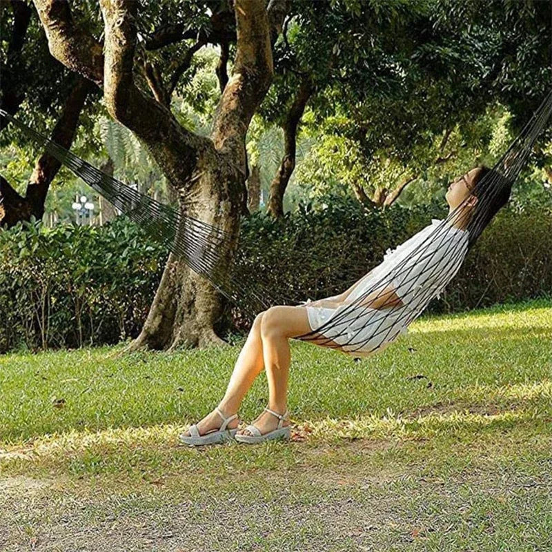 Nylon Rope Meshy Hammock for Outdoor Sleeping Net Bed with Rope Portable Camping Garden Beach Yard Travel Swing Hanging Bed