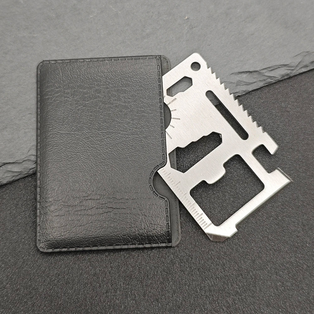 Stainless Steel EDC Pocket Tool 11 in 1 Credit Card Portable Multi Function Survival Tool For Outdoor Camping Hunting Traveling