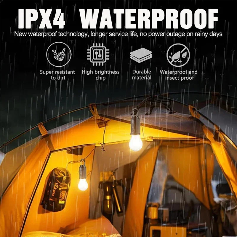 Solar LED Camping Bulb — USB Rechargeable Waterproof Portable Light for Tents & Fishing