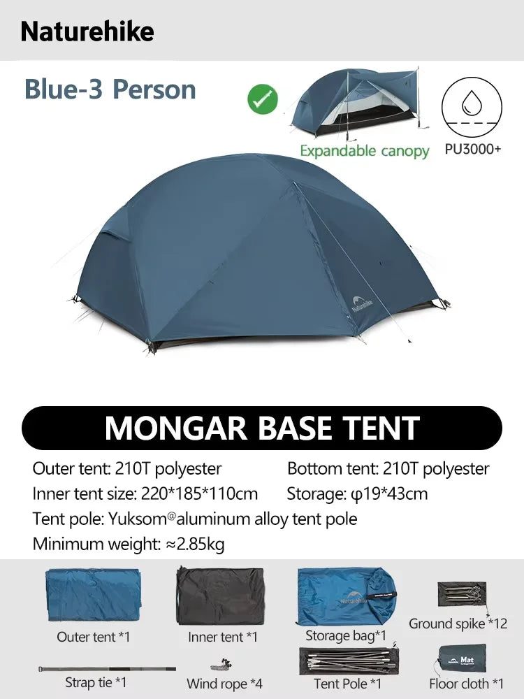Naturehike Mongar 2 UL/PRO Tent | Ultralight 15D Backpacking 1-2 Person