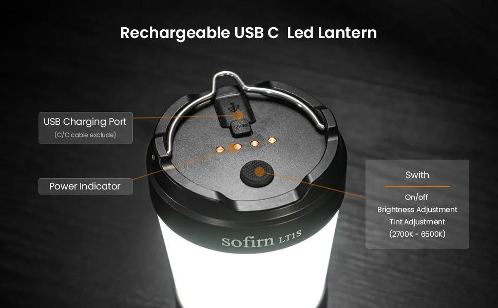Sofirn LT1S LED Camping Lantern | 2700K-6500K Tunable, USB-C, Military-Grade