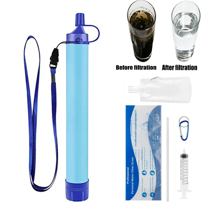 Personal Water Filter Straw — Emergency Survival Filtration for Camping & Hiking