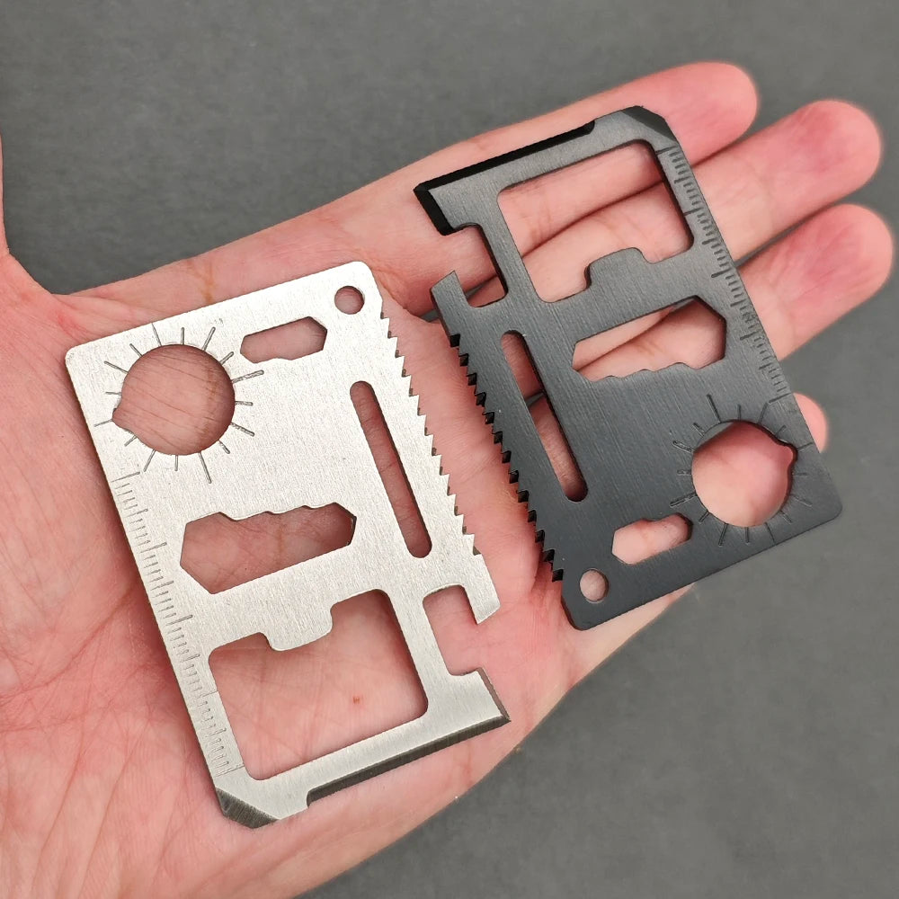 Stainless Steel EDC Pocket Tool 11 in 1 Credit Card Portable Multi Function Survival Tool For Outdoor Camping Hunting Traveling