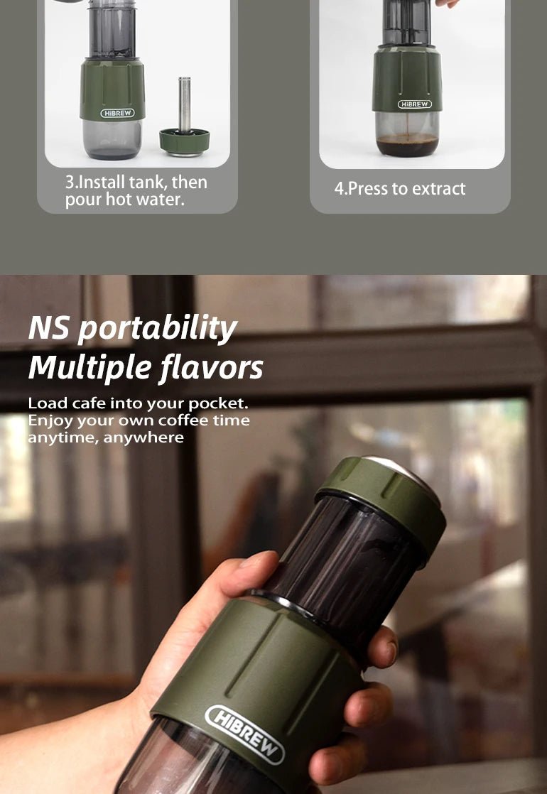 HiBREW H4D 2-in-1 Portable Espresso Maker — Hand-Press, Capsule & Ground, Hot/Cold