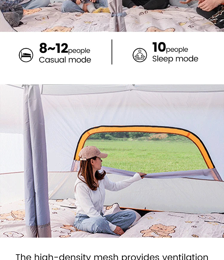8-12 Person Family Tent | 2 Bedrooms + Living Room, 4-Season