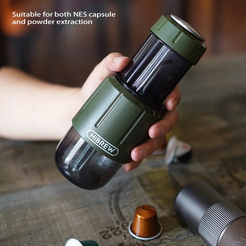 HiBREW H4D 2-in-1 Portable Espresso Maker — Hand-Press, Capsule & Ground, Hot/Cold