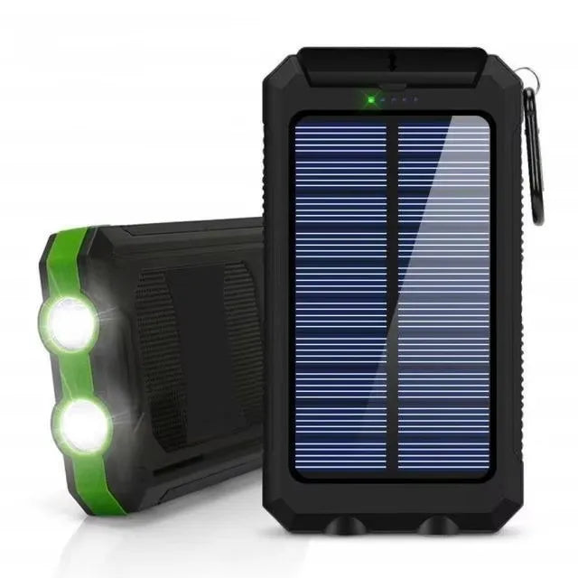 Solar Power Bank 80000mAh | Solar Panel, LED Flashlight & Compass