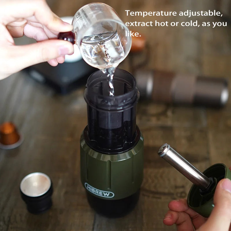 HiBREW H4D 2-in-1 Portable Espresso Maker — Hand-Press, Capsule & Ground, Hot/Cold
