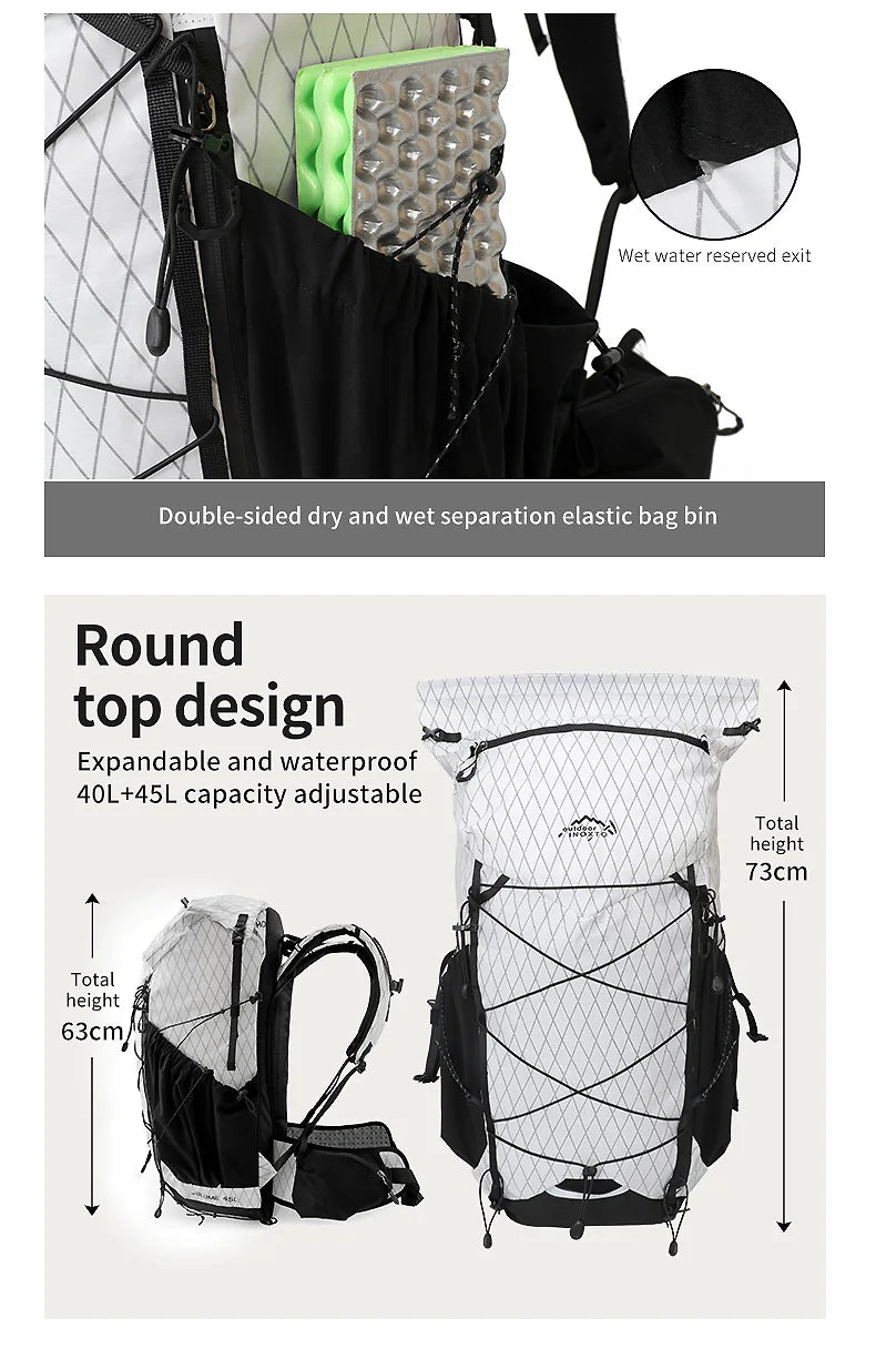 45L Hiking Internal Frame Backpack | Rain Cover, Lightweight