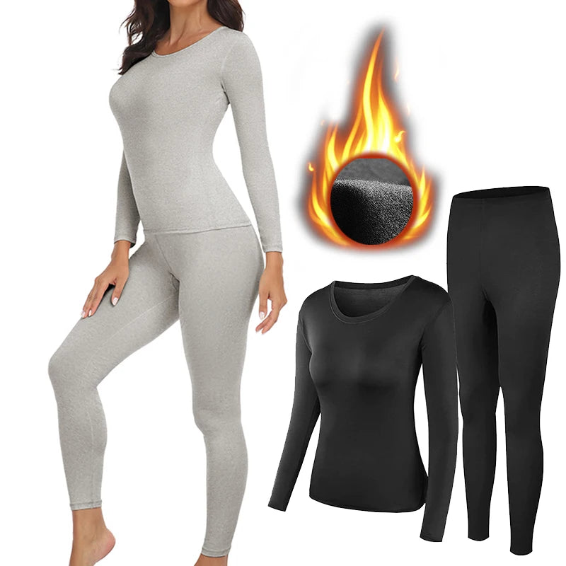 Women Thermal Underwear Set 2 Pack Long Johns Ultra Soft Fleece Lined Base Layer Keep Warm Cold Weather Top Bottom