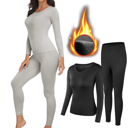 Women Thermal Underwear Set 2 Pack Long Johns Ultra Soft Fleece Lined Base Layer Keep Warm Cold Weather Top Bottom