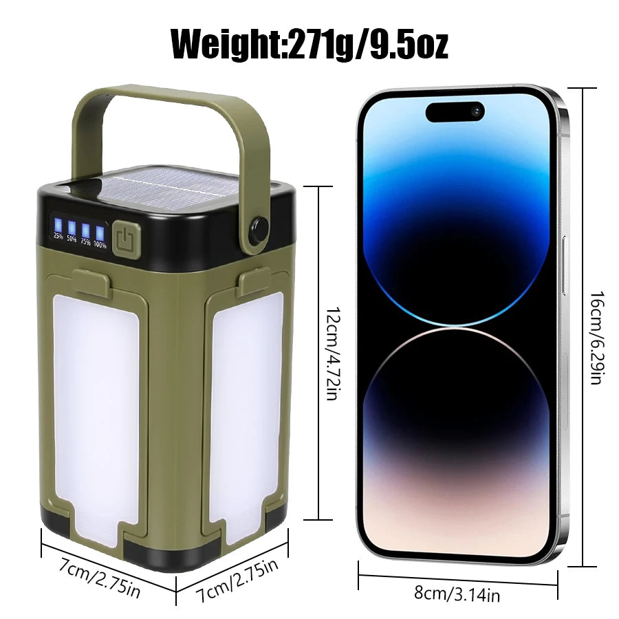 4-Leaf Solar Camping Lantern — Foldable Rechargeable Warm Tent Light & Emergency Torch