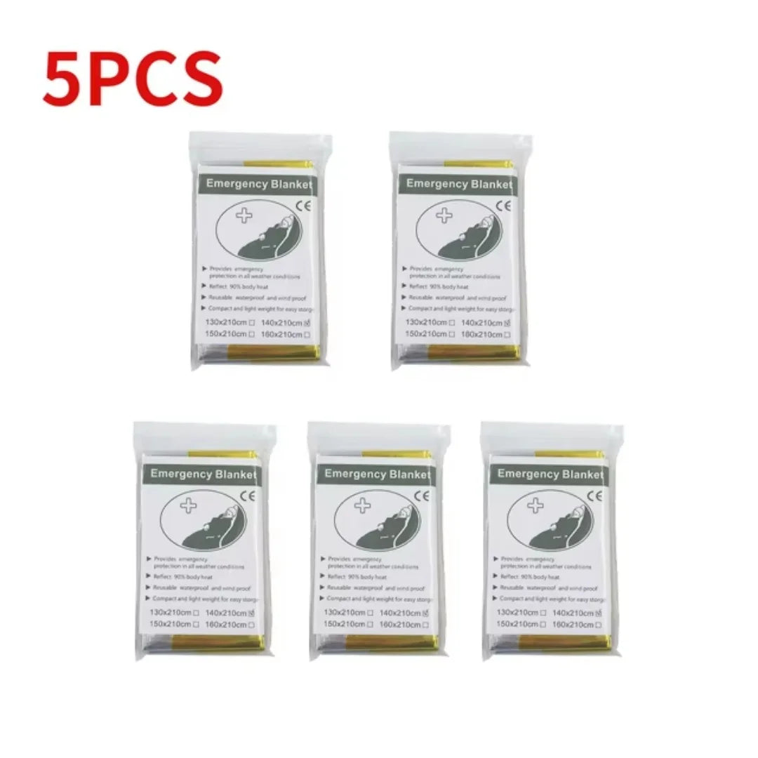 Emergency Thermal Survival Blanket — Waterproof Mylar First-Aid Foil Blanket (Multipack)