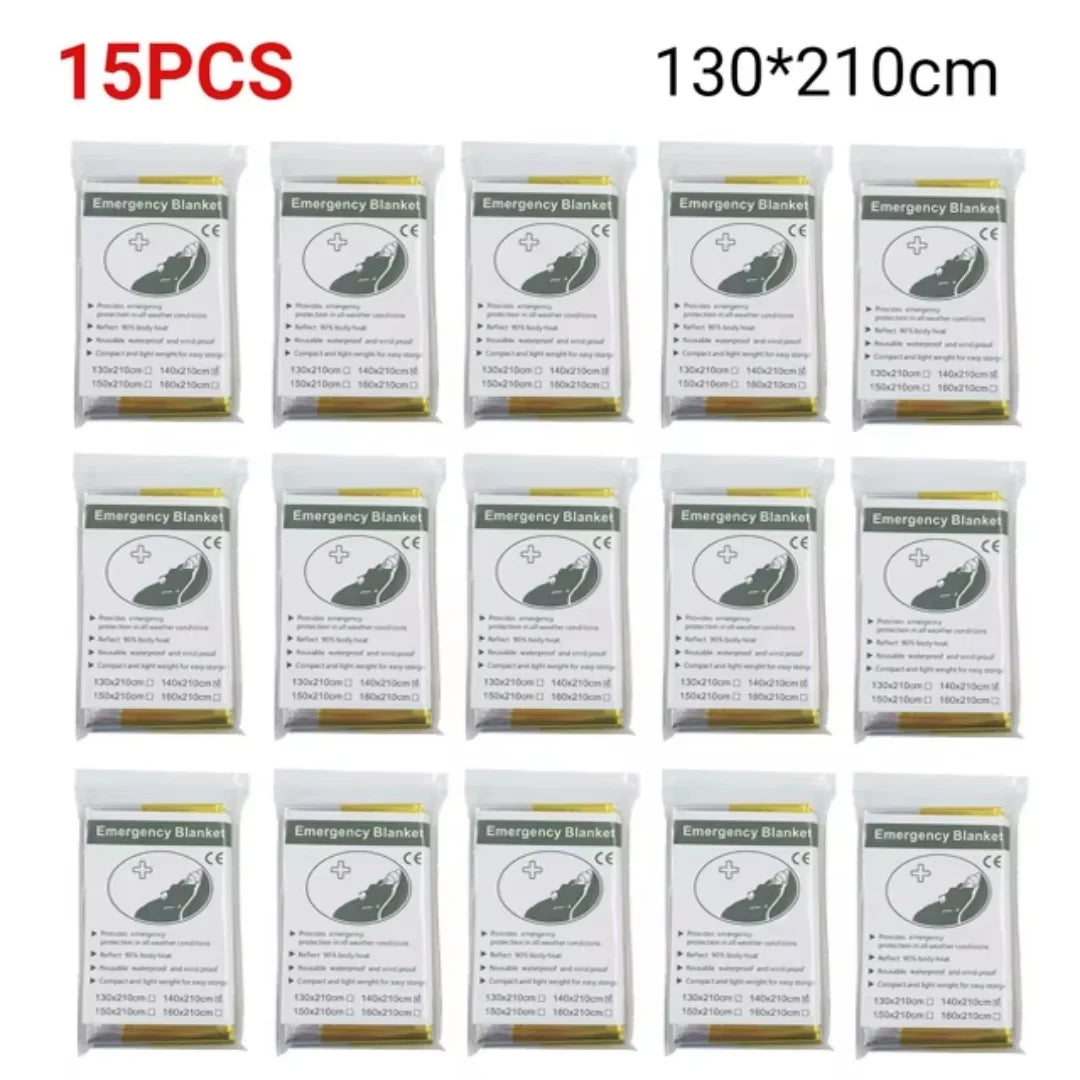 Emergency Thermal Survival Blanket — Waterproof Mylar First-Aid Foil Blanket (Multipack)