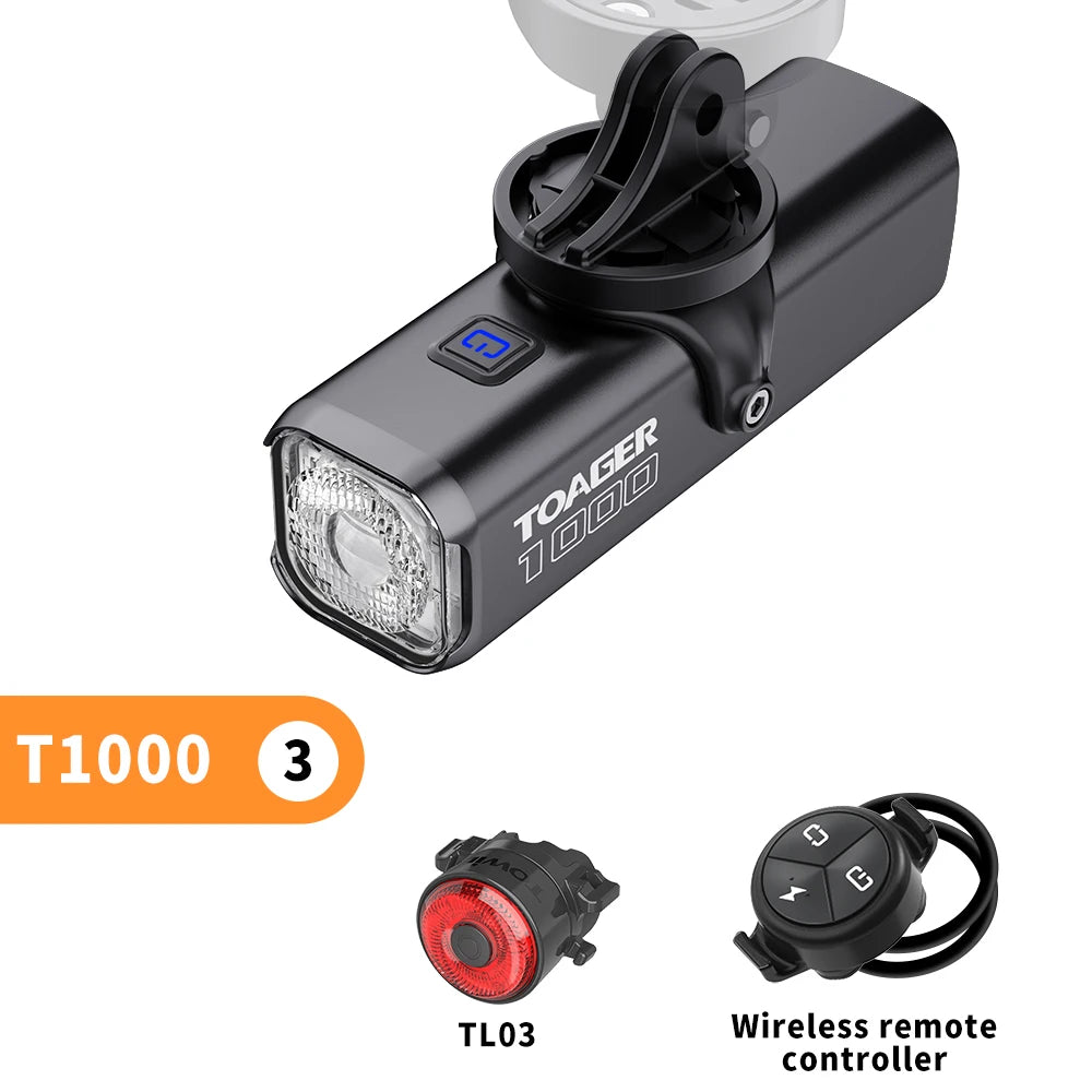 TOAGER 1000LM Bike Light Front Lamp Type C Rechargeable LED 21700 4500mAh Bicycle Light IPX6 Bicycle headlights Bike Accessories