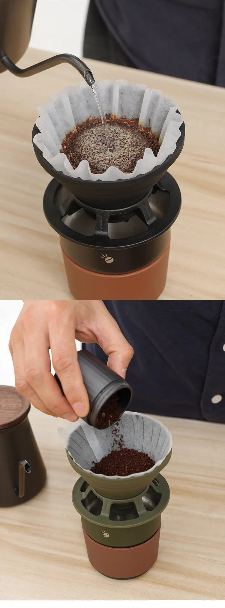Silicone Foldable Coffee Filter Cup Portable Outdoor Camping Cake Shape Reusable Coffee Dripper Mug