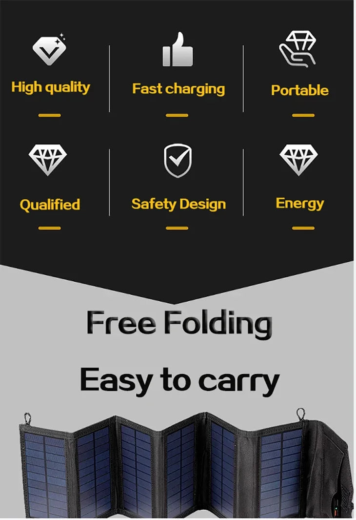 6 fold 800W Foldable solar panel 20w/h portable solar panels Fast charger USB 5V DC Full time solar panel mobile power supply