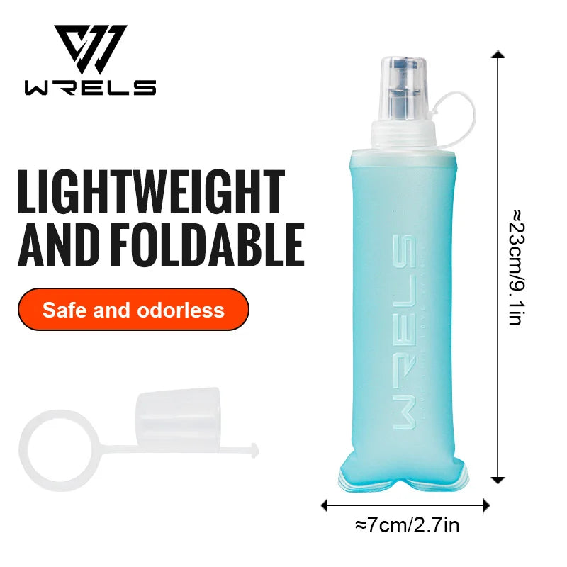 WRELS Collapsible Water Bottle BPA Free Silicone Foldable Soft Flask Outdoor Sport Portable Water Bag Running Camping Water Bag