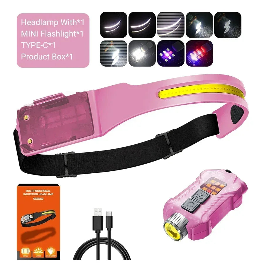 Floodlight LED Headlamp USB Rechargeable 18650 Battery High Power Flashlight Outdoor Waterproof Portable Work Headlight Fishing