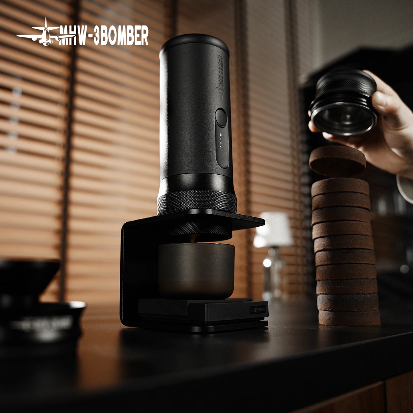 MHW-3BOMBER X-Press58 Portable Espresso Machine — USB Electric, 58mm, Travel & Camping Coffee Maker