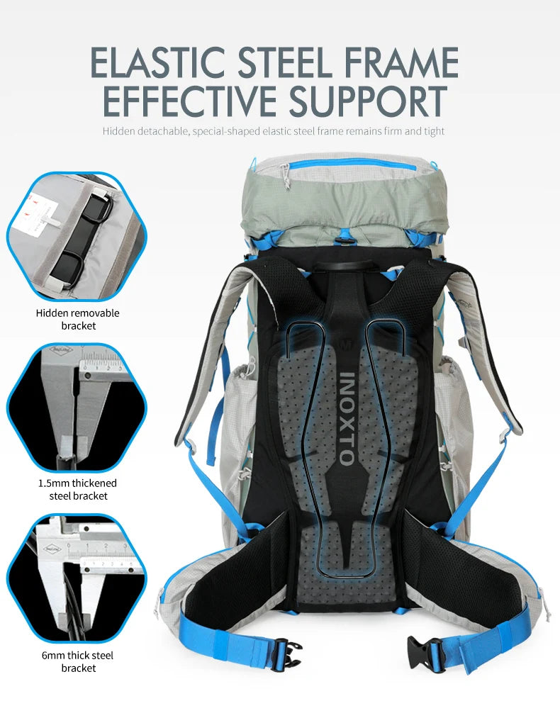 55L Internal Frame Waterproof Hiking Backpack | Rain Cover, Lightweight