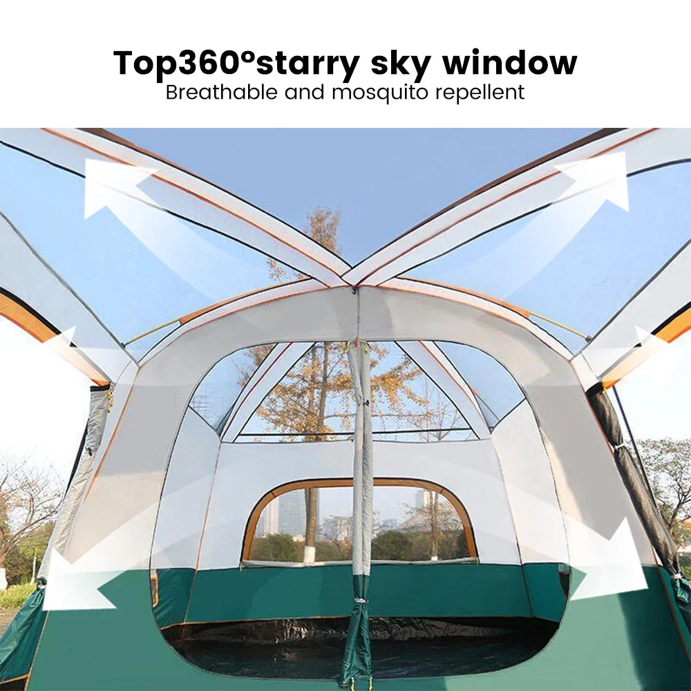 8-12 Person Family Tent | 2 Bedrooms + Living Room, 4-Season