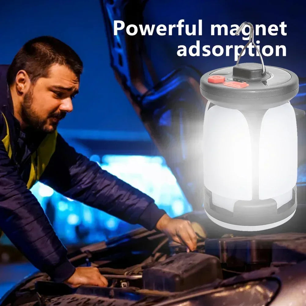 4-Leaf Solar Camping Lantern — Foldable Rechargeable Warm Tent Light & Emergency Torch