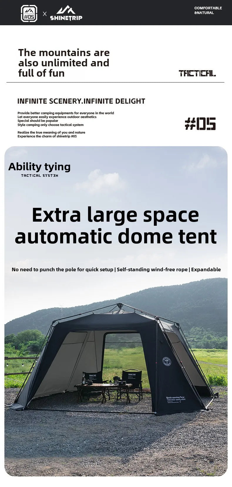 ShineTrip Auto Dome 05 Tent | Quick Setup, 4-Season, Silver UV