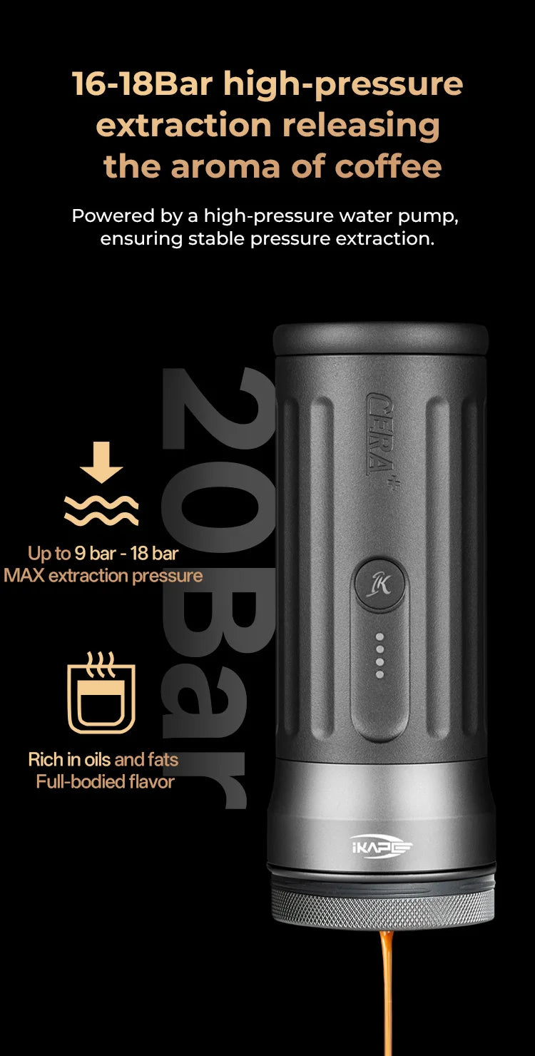 IKAPE Kapo K2 Portable Espresso Machine — Bluetooth, Timer, 51/58mm Bottomless Portafilter