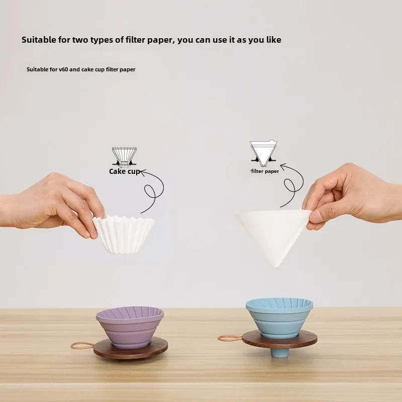Silicone Foldable Coffee Filter Cup Portable Outdoor Camping Cake Shape Reusable Coffee Dripper Mug
