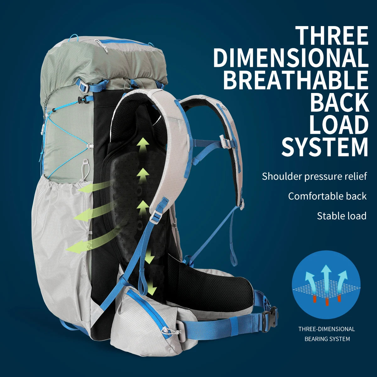 55L Internal Frame Waterproof Hiking Backpack | Rain Cover, Lightweight