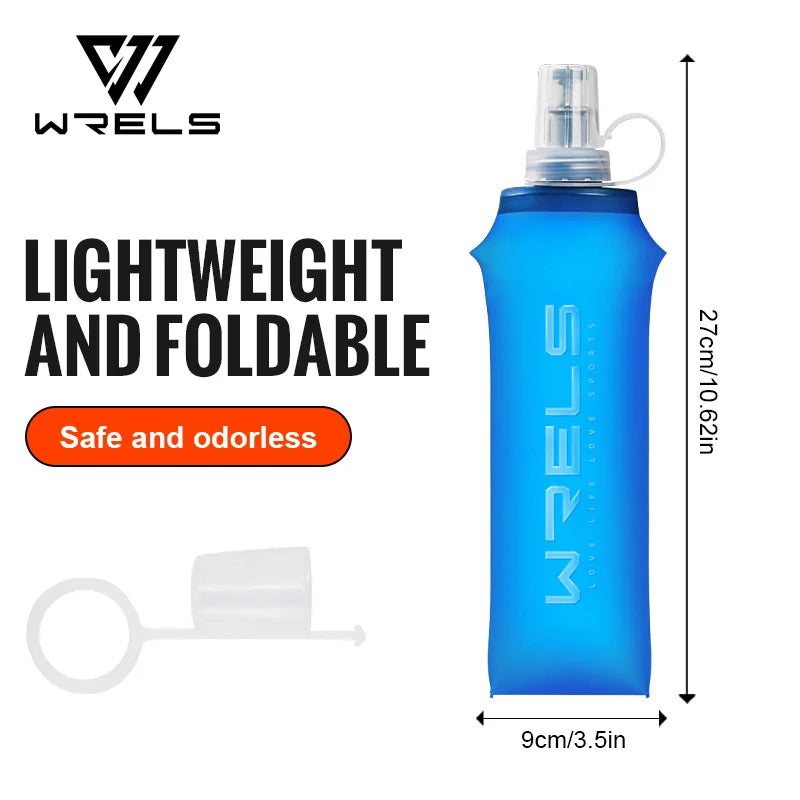 WRELS Collapsible Water Bottle BPA Free Silicone Foldable Soft Flask Outdoor Sport Portable Water Bag Running Camping Water Bag