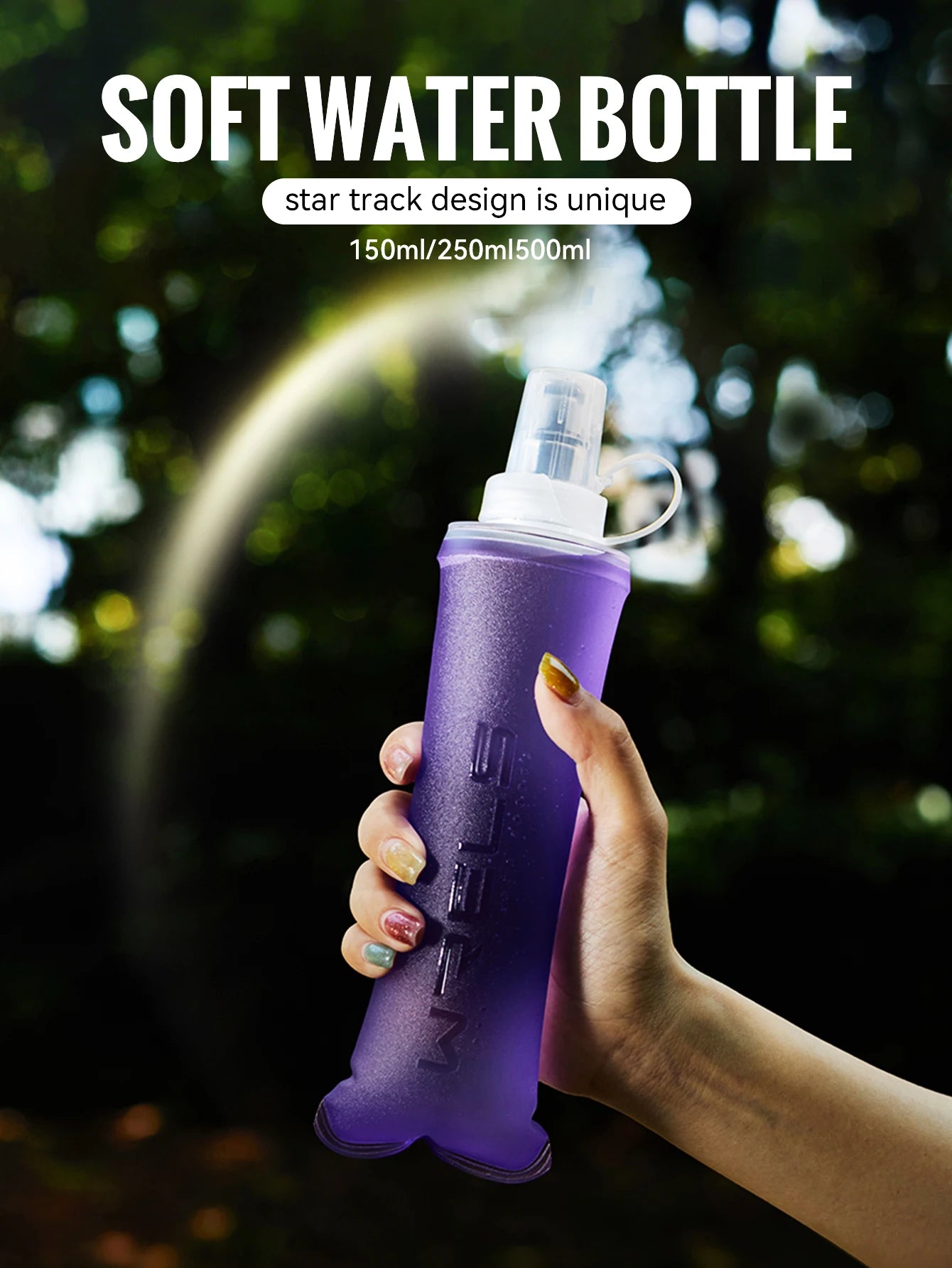 WRELS Collapsible Water Bottle BPA Free Silicone Foldable Soft Flask Outdoor Sport Portable Water Bag Running Camping Water Bag