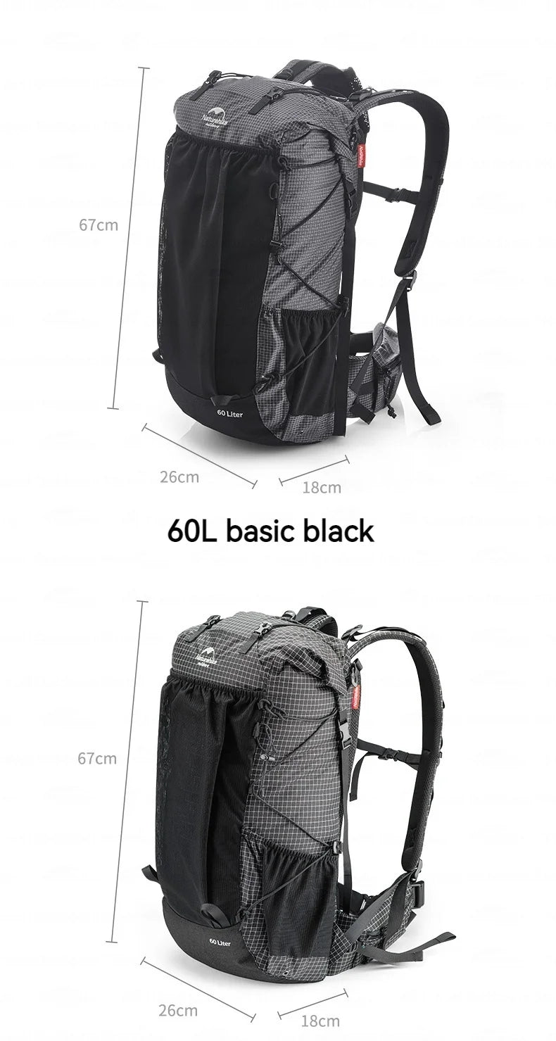 Naturehike Rock Series Hiking Backpack | 40L / 60L, Rain Cover, 420D Nylon