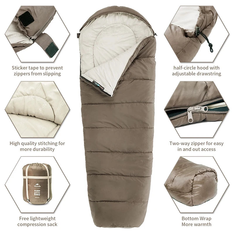 Naturehike Mummy Sleeping Bag | Winter Rated -12°C Lightweight MJ300/MJ600
