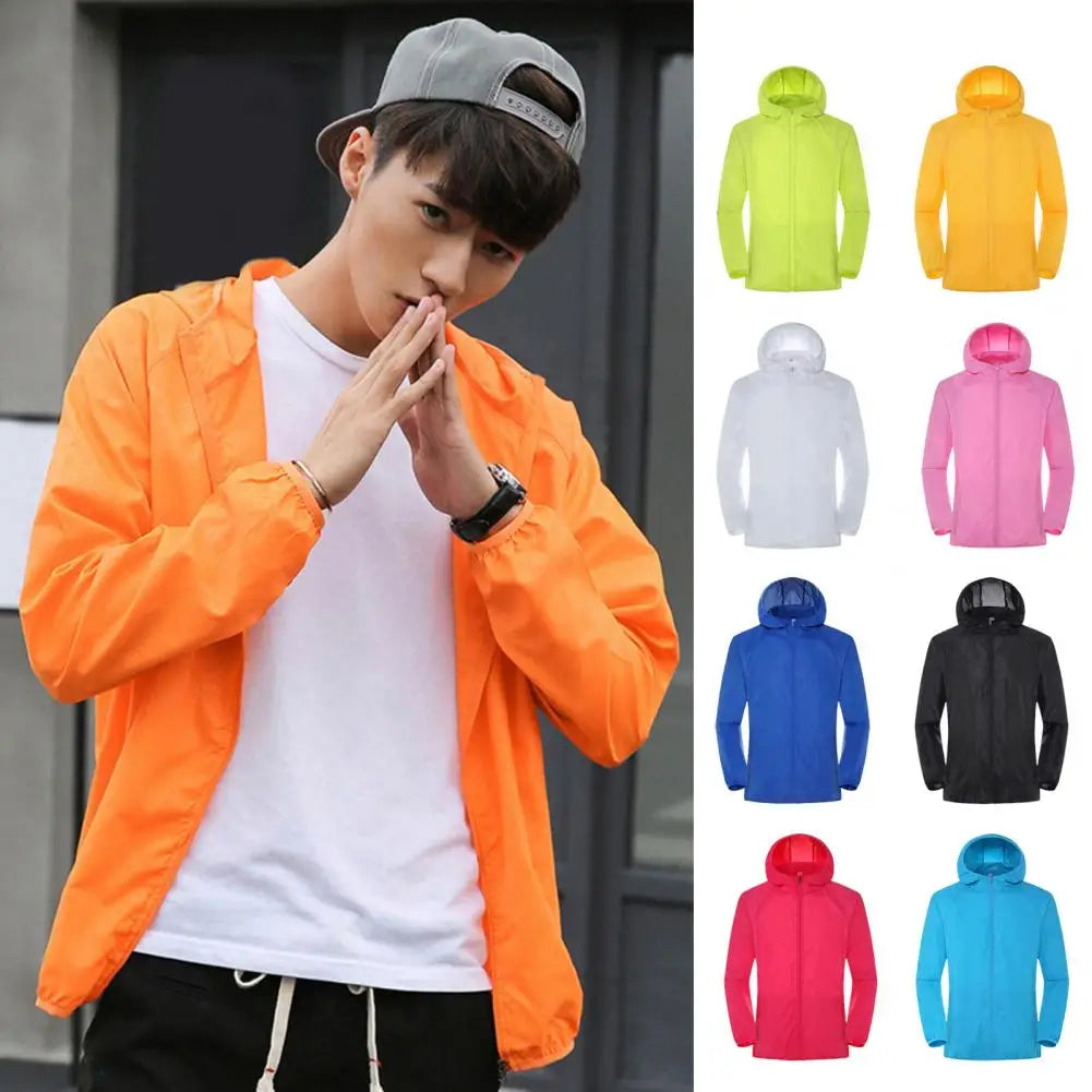 Sun Skin Coats Ultra Light Portable Foldable Hooded Windbreaker Jacket Unisex Anti UV Waterproof Camping Rain Jacket