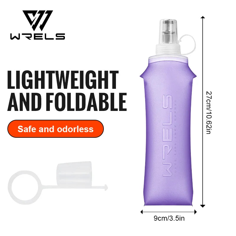 WRELS Collapsible Water Bottle BPA Free Silicone Foldable Soft Flask Outdoor Sport Portable Water Bag Running Camping Water Bag