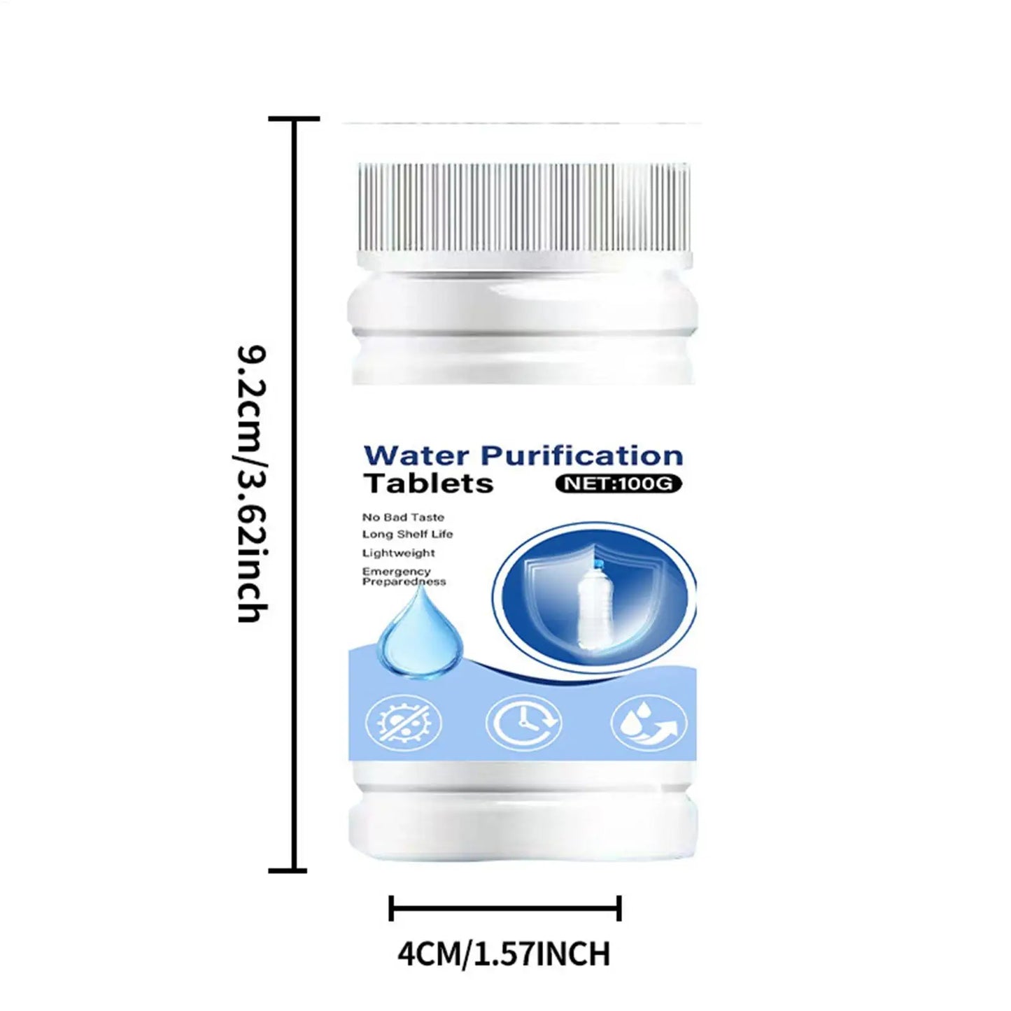 Fast Dissolving Water Purification Tablets Portable Effective Emergency Drinking Water Cleaner for Camping Hiking Backpacking
