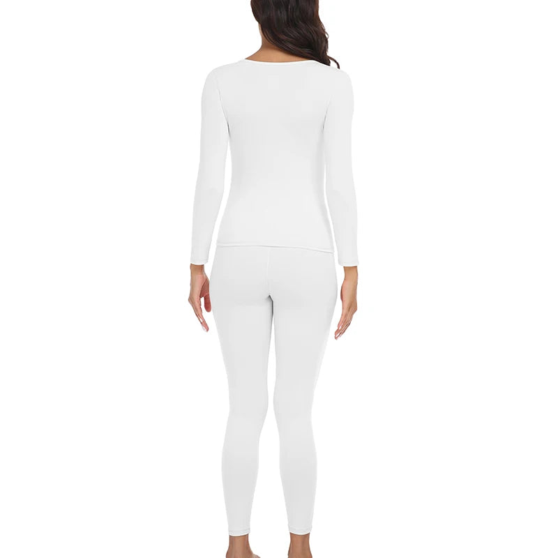 Women Thermal Underwear Set 2 Pack Long Johns Ultra Soft Fleece Lined Base Layer Keep Warm Cold Weather Top Bottom
