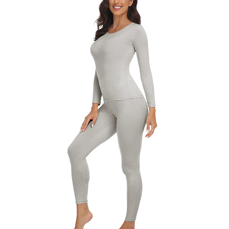 Women Thermal Underwear Set 2 Pack Long Johns Ultra Soft Fleece Lined Base Layer Keep Warm Cold Weather Top Bottom