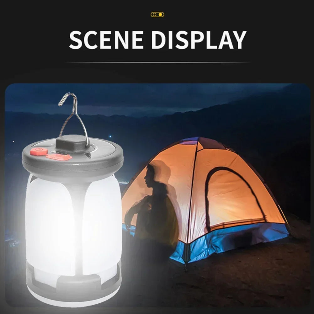 4-Leaf Solar Camping Lantern — Foldable Rechargeable Warm Tent Light & Emergency Torch