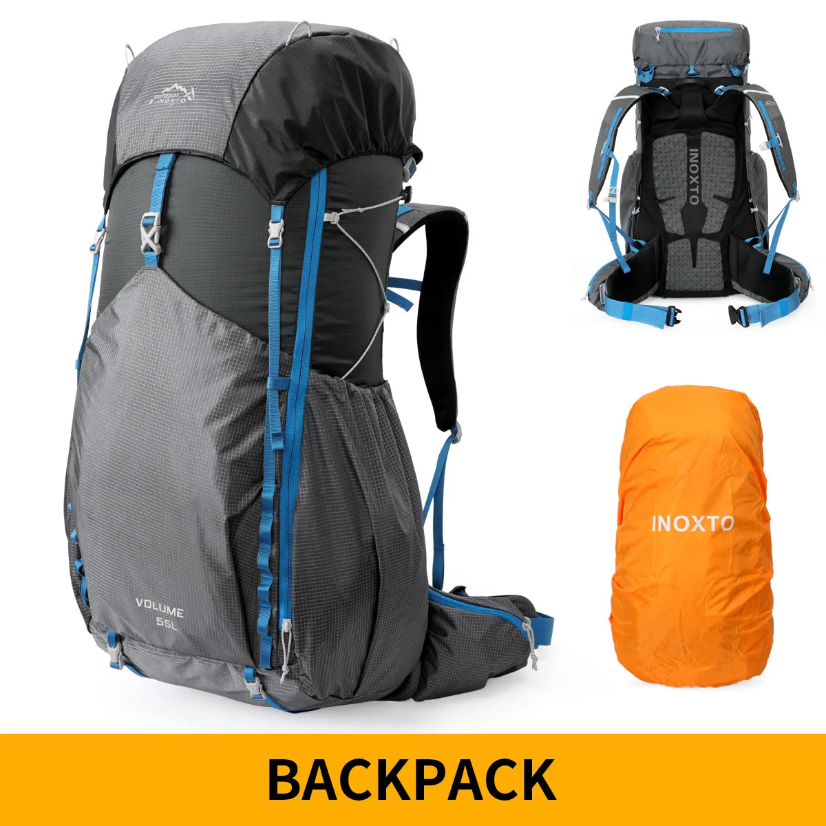 55L Internal Frame Waterproof Hiking Backpack | Rain Cover, Lightweight