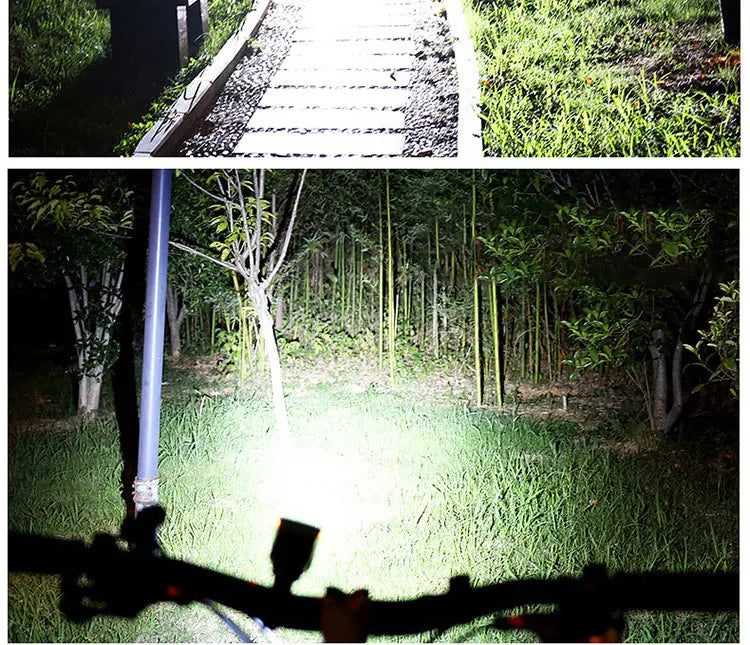 Rechargeable Bike Headlight with Horn — Solar & USB MTB Road Cycling Light Set