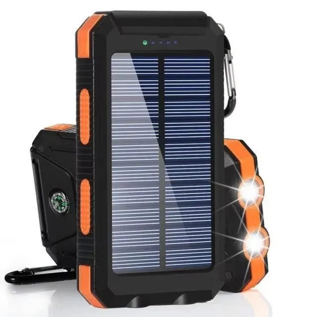 Solar Power Bank 80000mAh | Solar Panel, LED Flashlight & Compass