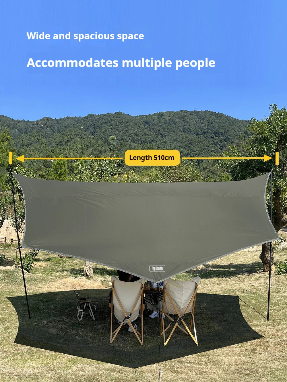 5.1x5.1m Octagon Black Coating Tarp | 8000mm Waterproof, UV Block