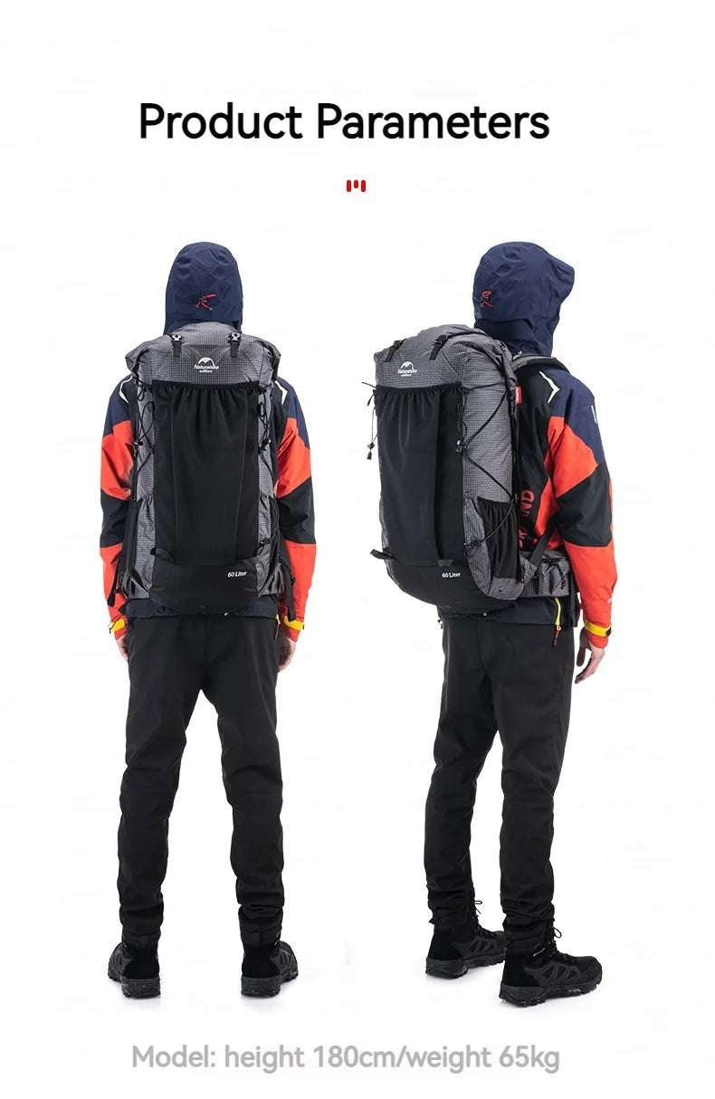 Naturehike Rock Series Hiking Backpack | 40L / 60L, Rain Cover, 420D Nylon