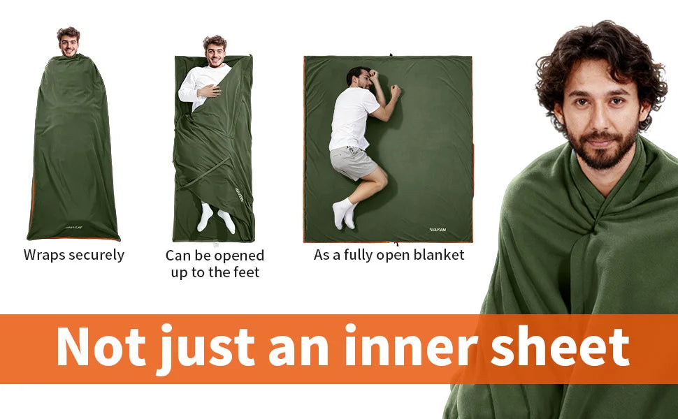 MAPLEAF Fleece Sleeping Bag Liner Lightweight Winter Sleeping Sack Sleeping Bag Sheet Travel Camping Sheet Camping Blanket Liner